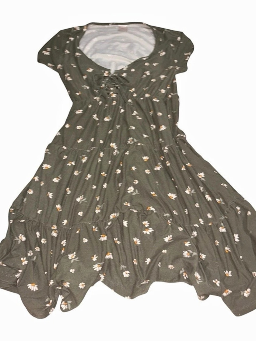 No Boundaries Floral Mini Dress in Gray & White Size Medium